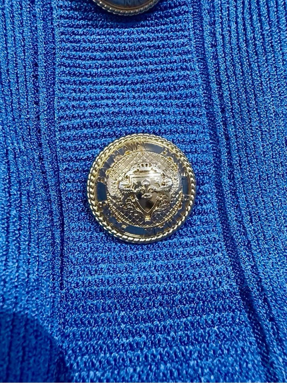 Balmain Blue Ribbed Button-Front Tank Top - Picture 3 of 6